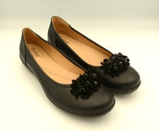 NEW HOTTER Cameo Black Leather Slip On Comfort Concept Shoes Ladies UK7.5 EU41.5