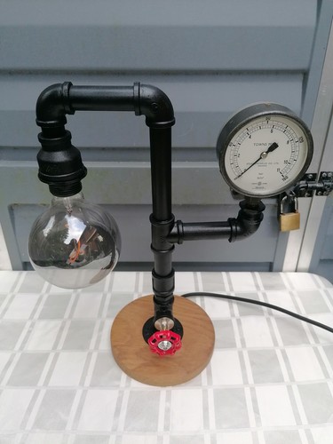 Steampunk upcycled lamp red - steampunk,