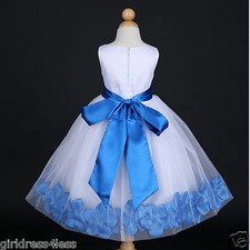 US Seller White Holiday Petals Wedding Flower Girl Dresses 12M 18M 2 3/4 6 8 10