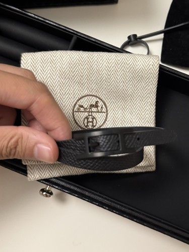 Hermes black leather bracelet - leather,