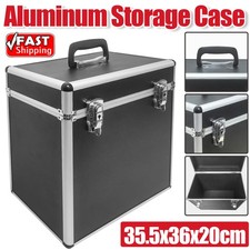 Holds 50pcs 12" Black LP DJ Vinyl Record Flight Case Album Storage Box Retro