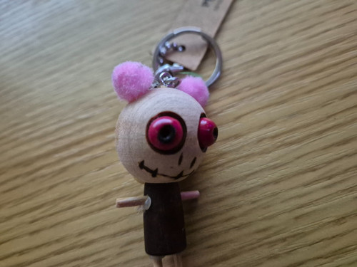 Vintage retro keyring wood - vintage,
