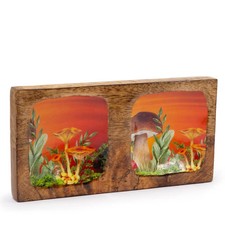 Double Mushroom Design Mango Wood Tray - Sunset - Handmade Fair Trade in India