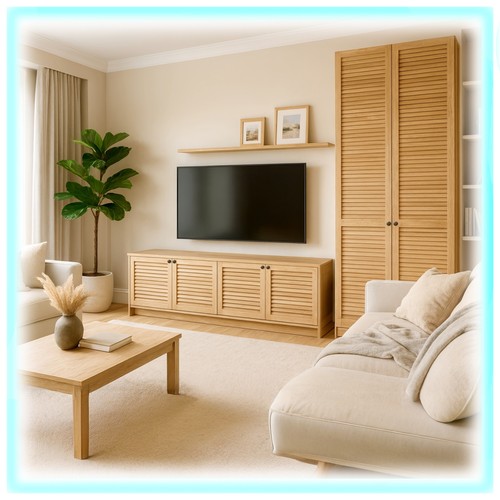 Natural pine slatted wave - natural,