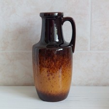 Vintage West Germany Scheurich Jug Vase MCM 60s 70s Brown Yellow 404-26 H 26.5cm
