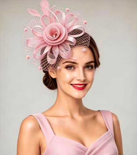 Baby pink mesh fascinator - mesh,