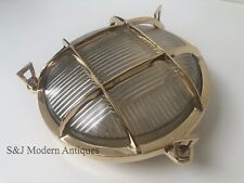 Industrial Bulkhead Light Wall Ceiling Solid Brass Gold Marine Round Nautical 
