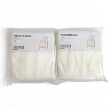 2 Ikea Henriksdal Bar Stool Covers + Backrest Grasbo White Cotton Slipcover NEW 