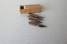 vintage wooden dip pen nib box sliding lid with 4 nibs