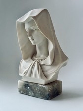 Vintage A. Giannelli Madonna Alabaster Stone Bust Made in Italy