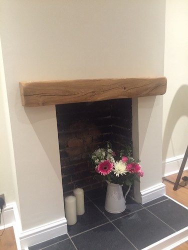 Solid oak fireplace mantel - ,