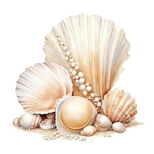 Cream Scollop Shells Vinyl Sticker Decal│Ivory Pearl Wall Tile Phone Car Graphic