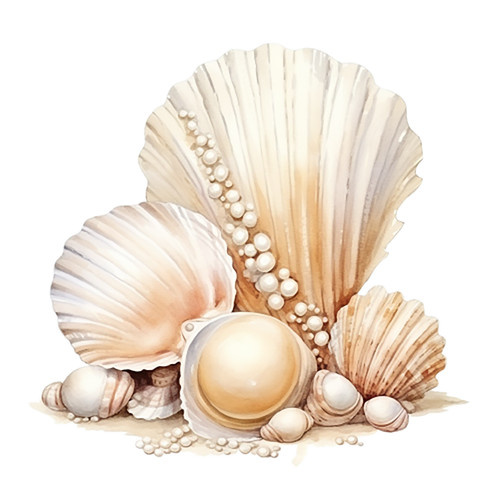 Cream scollop shells vinyl - cream,
