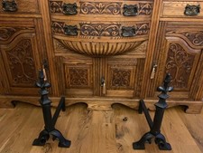 2 X Heavy Cast Iron Fire Dogs