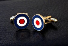 RAF ROUNDEL MOD TARGET SCOOTER BOY MEMORABILIA CUFFLINKS GOLD             (M37C)