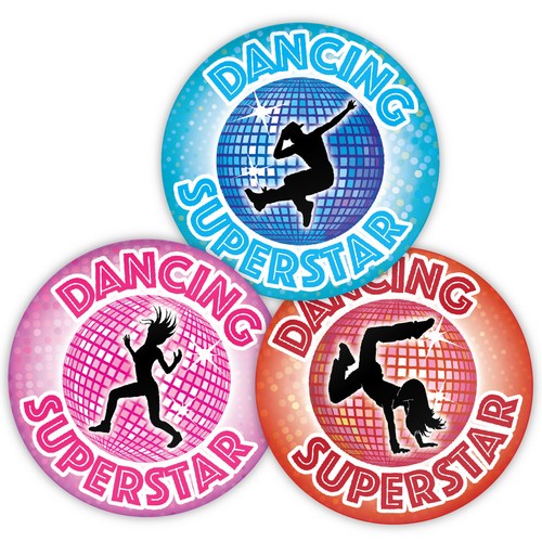 144 dancing superstar stickers - dancing,