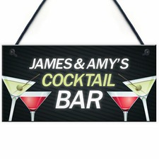 Personalised Cocktail Bar Signs Plaques Novelty Bar Sign For Home Alcohol Gifts