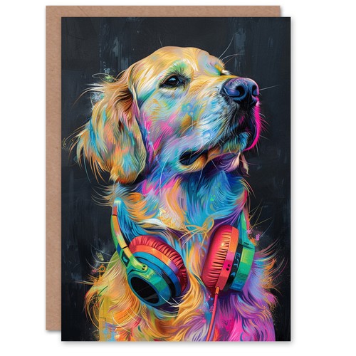 Colourful golden retriever - colourful,