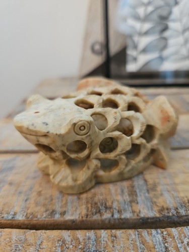 Stone vintage carved frog with - vintage,