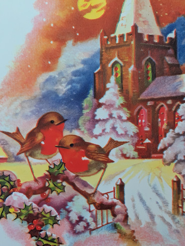 Vintage used christmas robin - vintage,