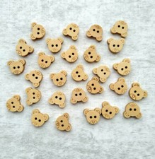 Teddy Bear Head Wooden Buttons Knitting Crocheting Sewing Craft Child Projects
