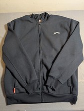 Slazenger Men’s Full Zip Fleece Jacket Black Size L Retro Sportswear Track Top