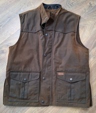 Outback Trading Company Oilskin Jacket Brown Bronzed Gilet Fleece Lined Men's L