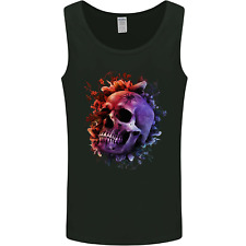 Skull With Spider Flowers and Spider Mens Vest Tank Top