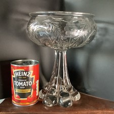 23cm Tall Glass Table Centrepiece Elephant Foot Pedestal Bowl Cut Crystal Design