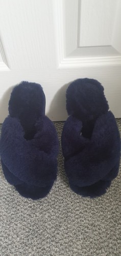 Emu navy blue sheepskin mule - emu,