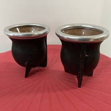 Handmade Yerba Mate Gourd Cups  With Leather pair (N21)
