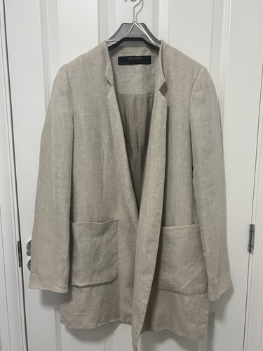 Zara linen beige cream blazer - linen,