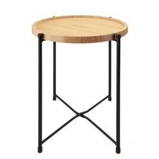 Collapsible Bamboo Table / Tray - Round Side Table Strong Frame Bamboo 30x35cm