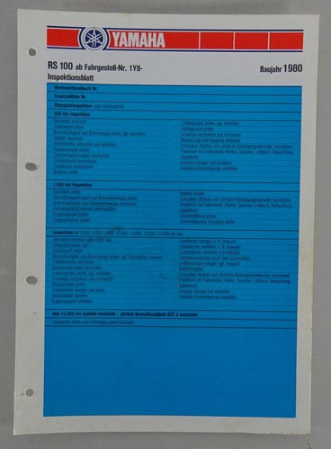 Inspection sheet yamaha - sheet,