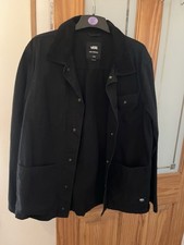 Vans Mens Jacket Mens Large Black Drill Chore Coat Worker Overshirt
