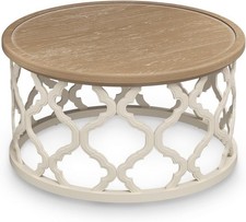 Farmhouse Coffee Table, 76 cm Round French Country Coffee Table, Distressed Wood