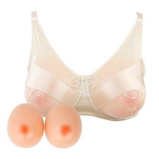 Lervanla Fake Boob Silicone Breast Forms with Pocket Bra for Crossdresser B cup
