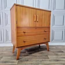 Retro Vintage Mid Century "Golden Key" Teak Tallboy Chest Of Drawers - Cupboard