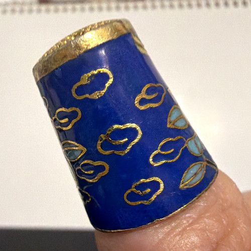 Blue porcelain sewing - porcelain, thimble