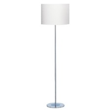 Chrome Finish Base Free Standing Standard Floor Lamp Light Ivory Fabric Shade