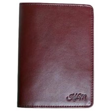 KHIM Genuine Leather Passport Cover Maroon Travel ID Holder Wallet