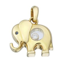 Chopard Pendant Happy Diamonds Elephant Brilliant Sapphire 750 Yellow Gold Certi...