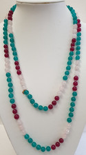 LOLA ROSE LONG MULTI COLOUR TEAL GREEN RED PINK QUARTZ GEMSTONE NECKLACE 52"NWOT