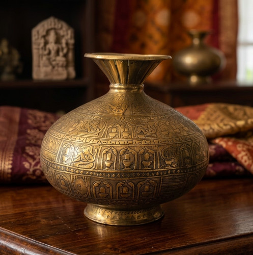 Antique indian brass lota - brass,