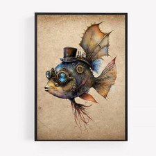 steampunk gold fish Print