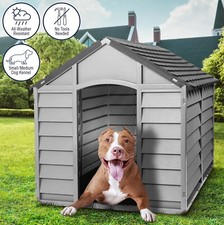 DOG KENNEL SMALL TO MEDIUM GREY DURABLE PLASTIC WINTER HOUSE