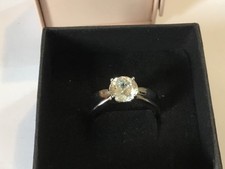 A pre owned Diamonique DQCZ 925 single stone ring size Q-R 5.3gm