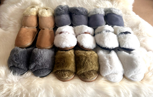 Natural sheepskin slippers - natural, –