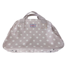 Cath Kidston Beige Grey Spotty Oil Cloth PVC Weekend Overnight Bag Handles