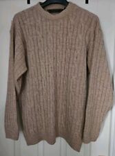 HEATHWAY BY DOUBLE TWO BIEGE & CREAM MIXED ARRON WOOL MIX KNIT JUMPER SIZE 2XL 